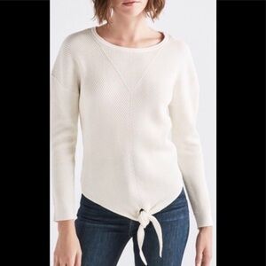 Lucky Brand cream tie front sweater size small